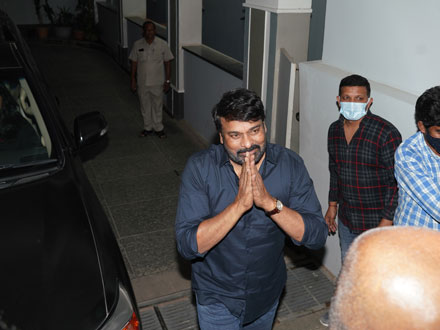 Chiranjeevi papped at ramcharan house